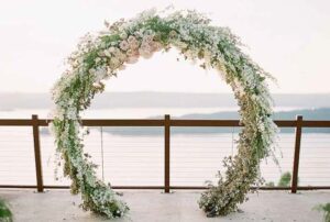 pink theme fresh flower arch