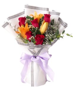 orange lily korean bouquet