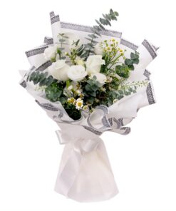 3 white rose korean flower bouquet singapore
