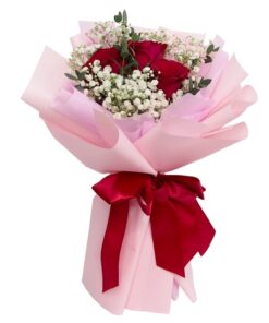 3 red roses korean hand bouquet
