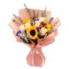 champagne rose and sunflower korean hand bouquet