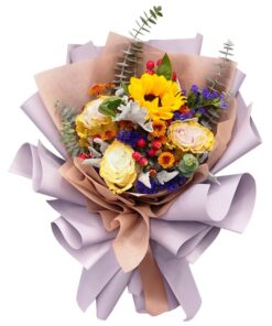 Tinted rose sunflower hangul bouquet