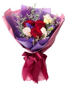 dark red rose korean hand bouquet