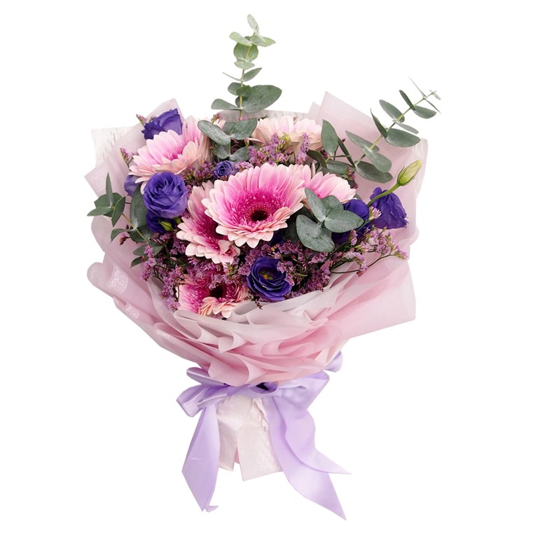 6 gerbera pink theme korean bouquet