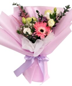 Single pink gerbera korean bouquet
