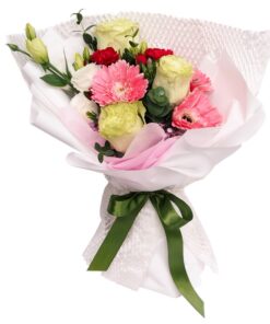 white rose pink gerbera korea bouquet