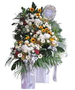 Funeral wreaths and floral stands