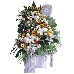 Funeral wreaths and floral stands