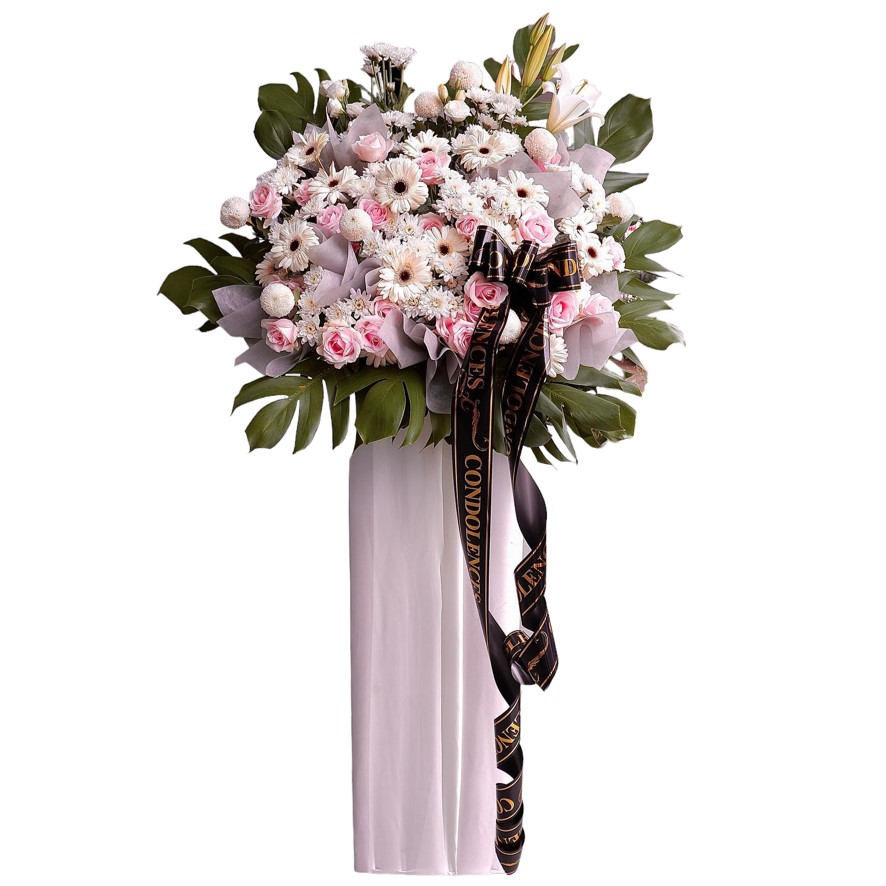 Send love and comfort with white sympathy flowers and standing ...