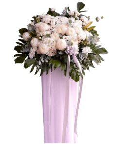 white condolence stand