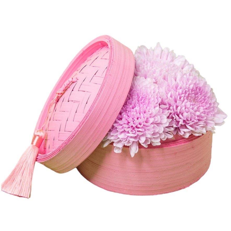 chrysanthemum netting Pink dim sum flower box arrangement Singapore