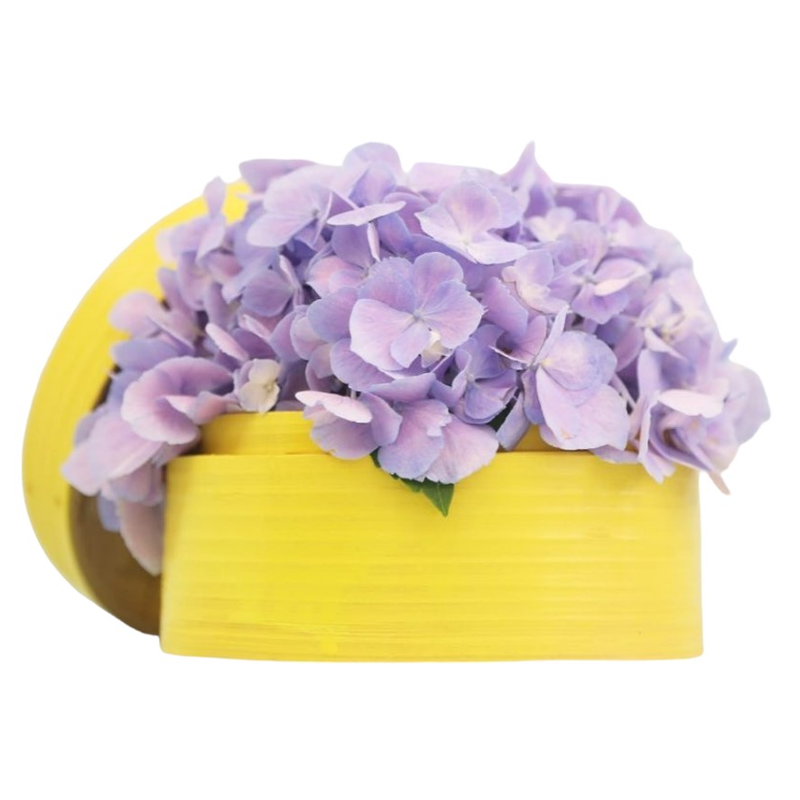 purple hydrangea dim sum flower box arrangement