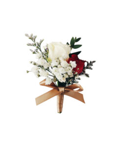 WC-14 Mini Red White Rose Corsage