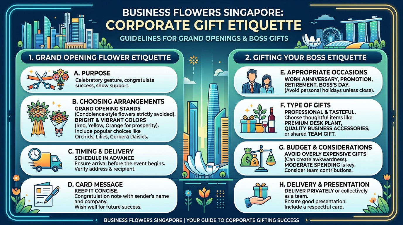 Business Flowers Singapore Corporate Gift Etiquette for Grand Openings & Boss Gifts